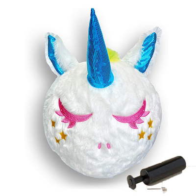 Amigo Peludo Plush Unicórnio Baloiço Inflável Brinquedo Branco 9 polegadas para os seus pequenos