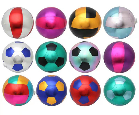 Bola de praia de pele de poliéster brinquedo inflável colorido e bonito com tecido interno de PVC