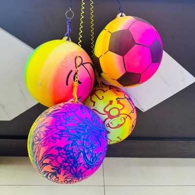 Mercado de Brinquedos 10&quot; Neon Rainbow Ball com Key Ring Logotipo personalizado