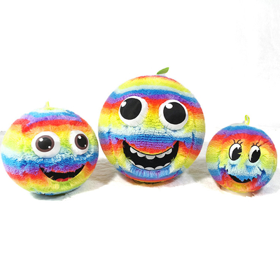 OEM ODM aceita crianças Smiley Happy Face bola inflável de pelo com olhos 3D Arco-íris faixa etária 5-7 anos