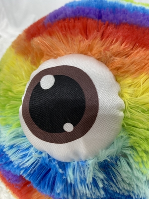 OEM ODM aceita crianças Smiley Happy Face bola inflável de pelo com olhos 3D Arco-íris faixa etária 5-7 anos
