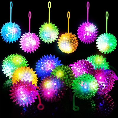 TPR de borracha flashing Spikey saltando bola de brinquedo yoyo em multi-cores ótimo para aliviar o estresse