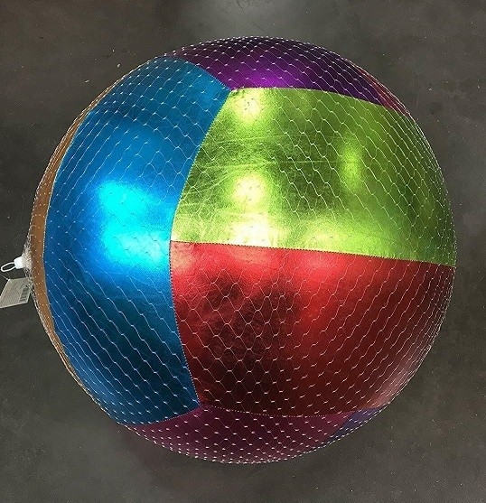 Bola de praia de pele de poliéster brinquedo inflável colorido e bonito com tecido interno de PVC
